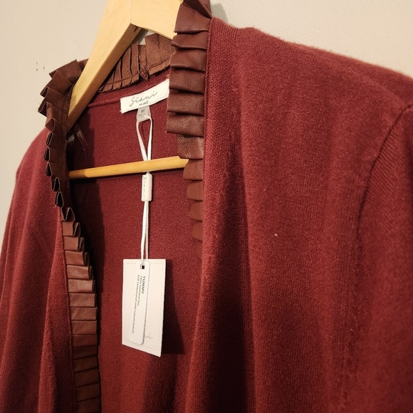 NEW! Sioni Milano Yummy Knit Open Cardigan Cranberry Merlot – NWT Bloomingdales - Picture 7 of 11